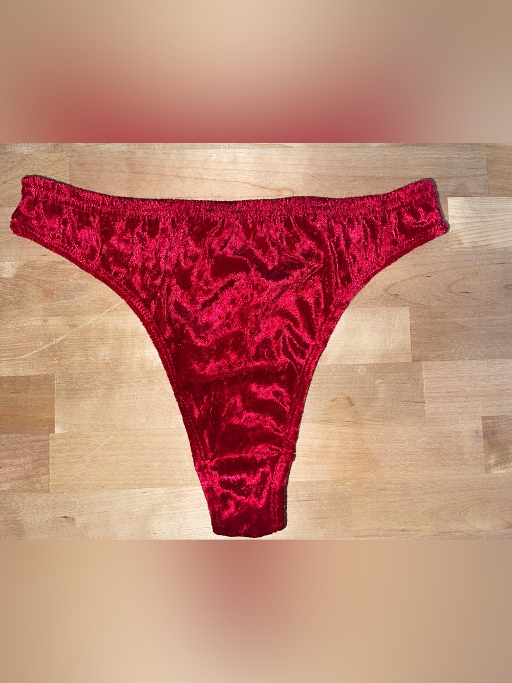 Vintage red velvet thong